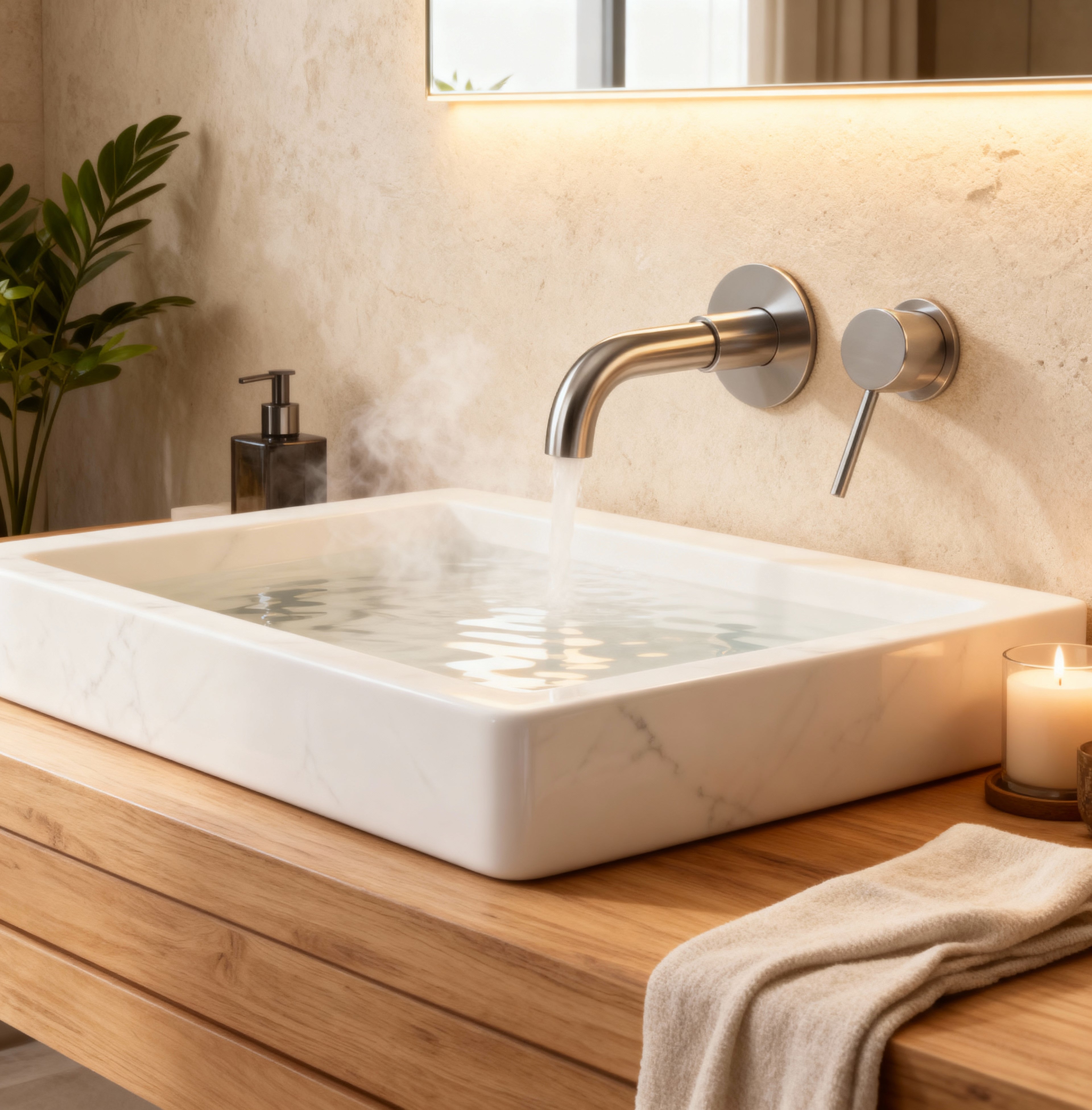 Mitigeur Mural de Lavabo Acier Brossé