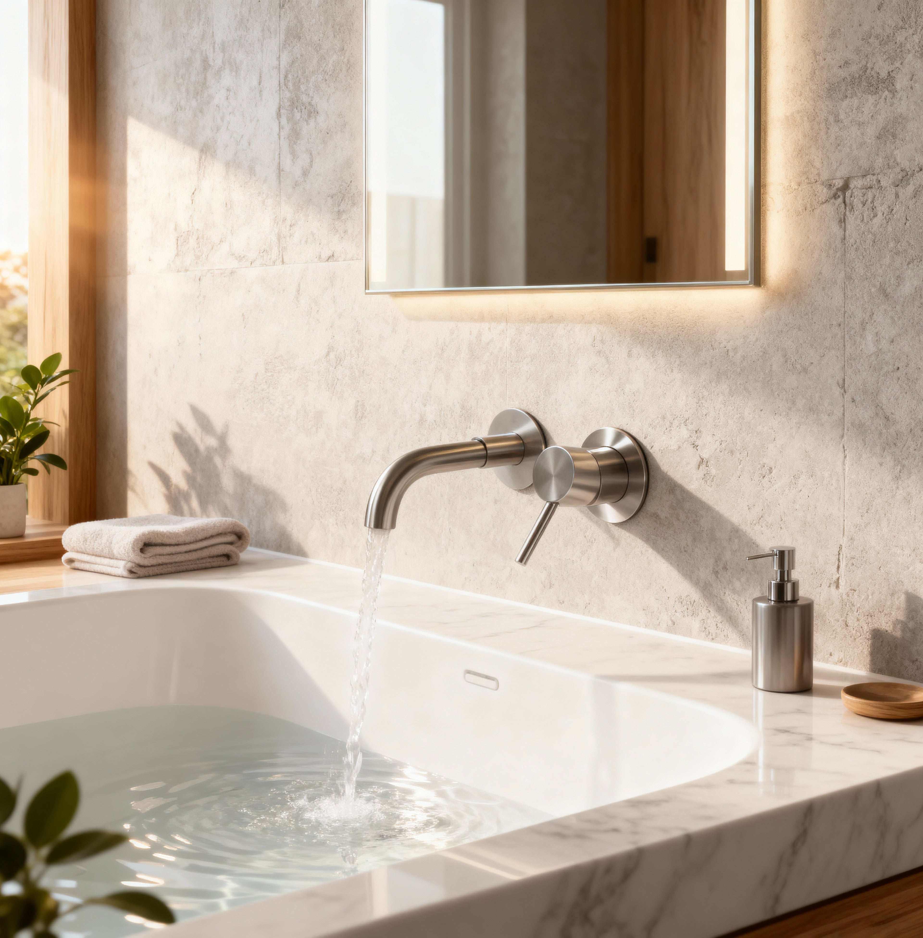 Mitigeur de Lavabo Acier Brossé Mural