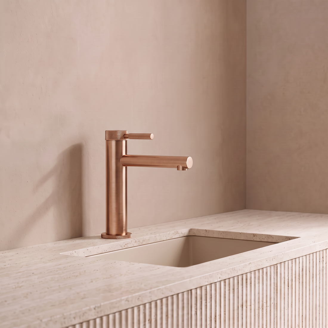 Mitigeur de lavabo or rose brossé