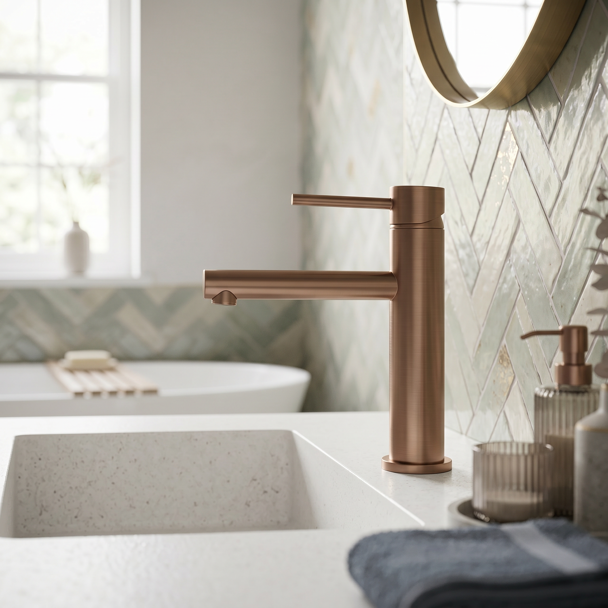 Mitigeur lavabo or rose brossé