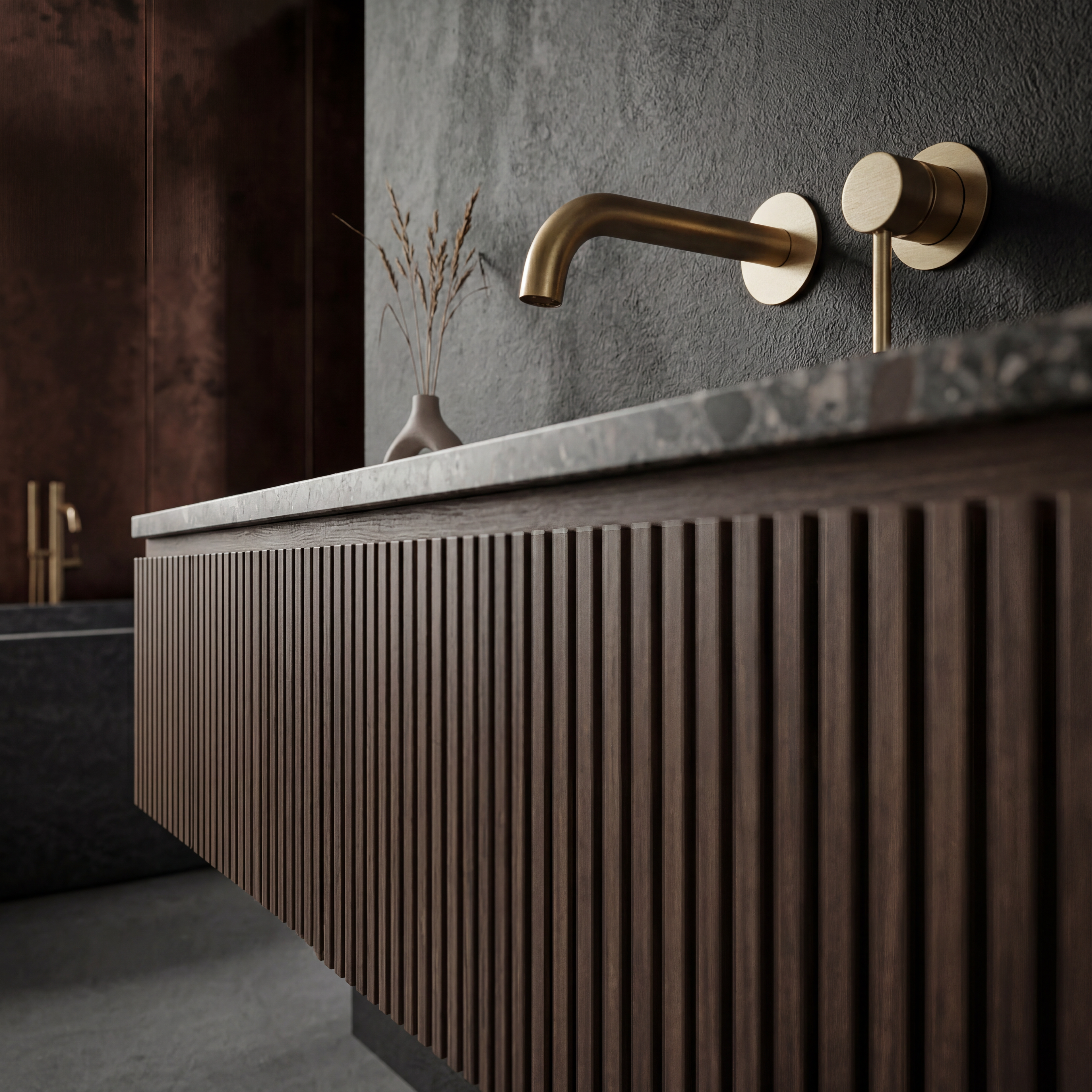 Mitigeur de vasque encastré or brossé