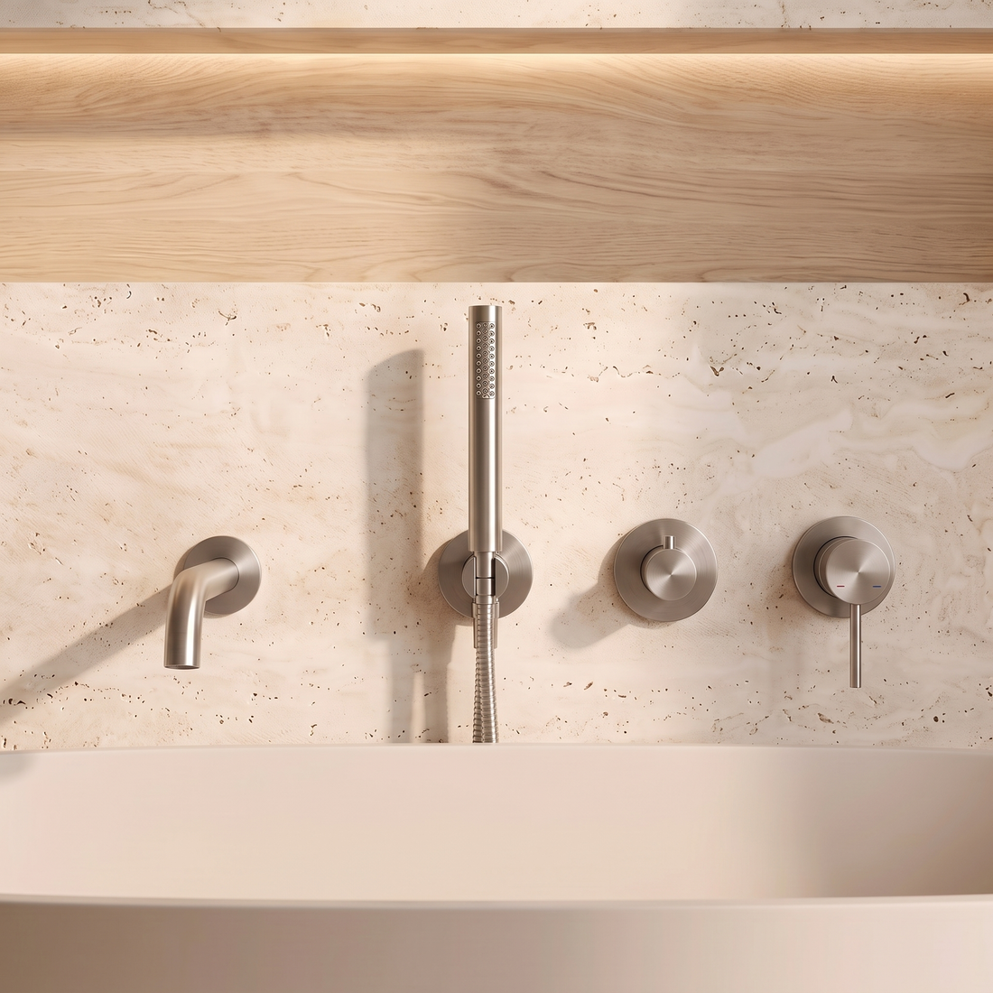 Robinet de Baignoire Encastré Inox Brossé