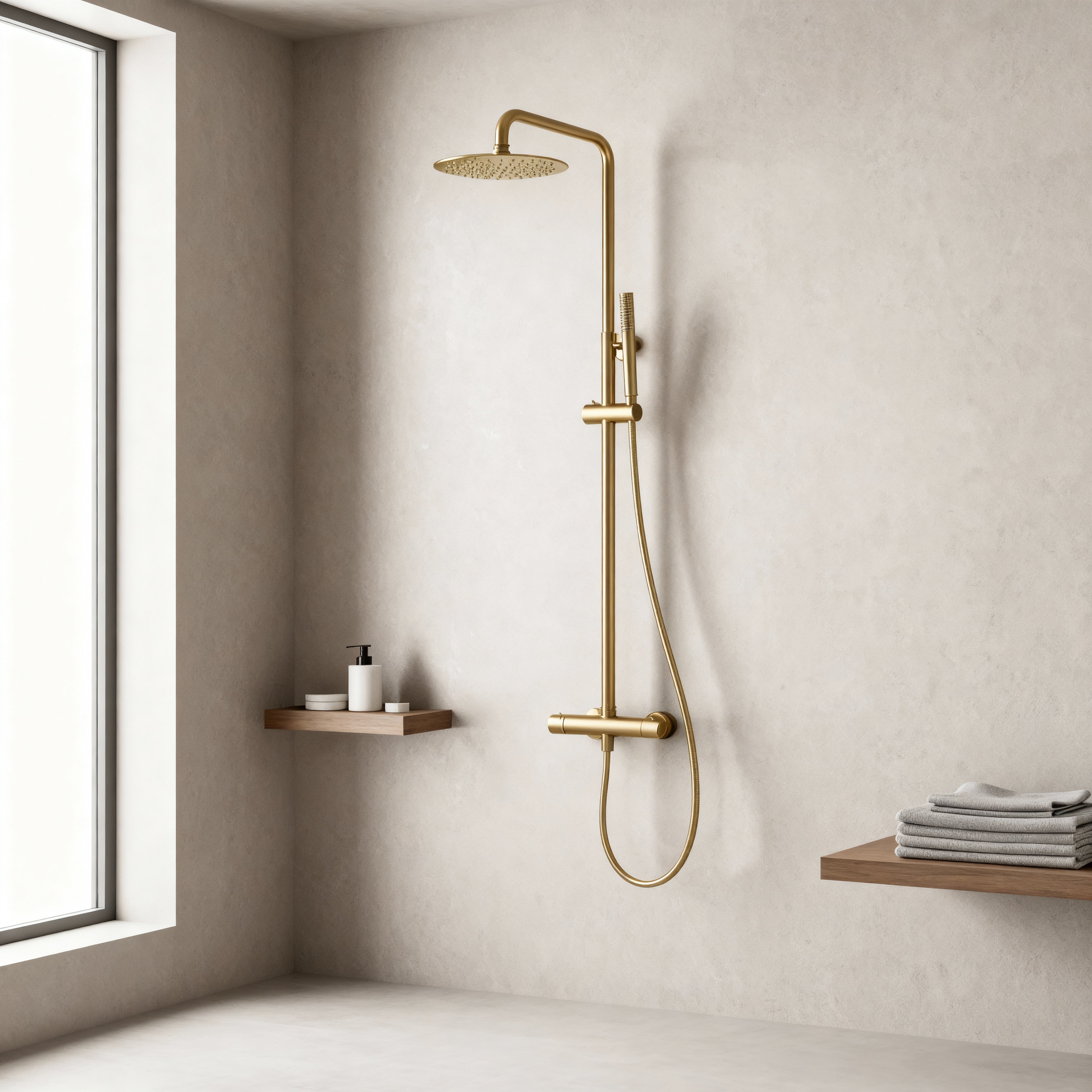 Colonne de Douche Thermostatique Or Brossé