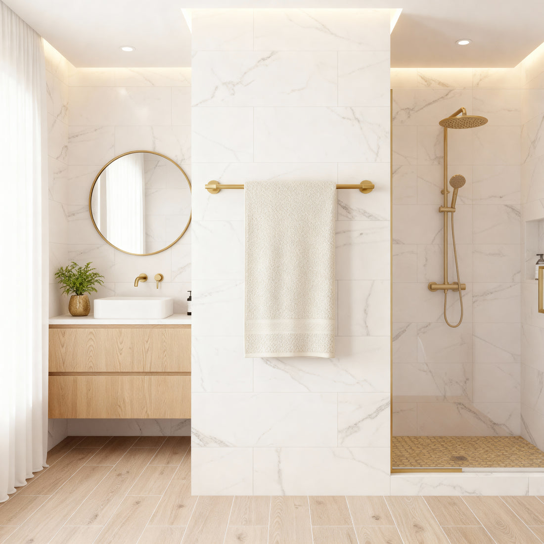 Serviettenhalter aus gebürstetem Gold mit Rippenmuster