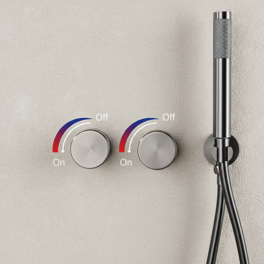 Colonne de douche encastrée gris brossé