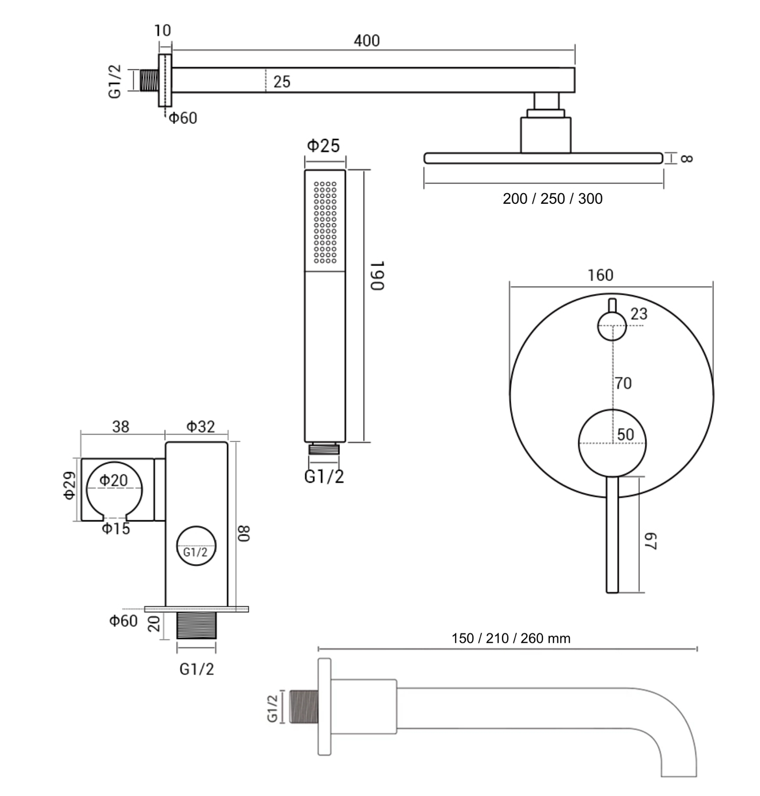 Dimensions-Ensemble-De-Bain-encastre