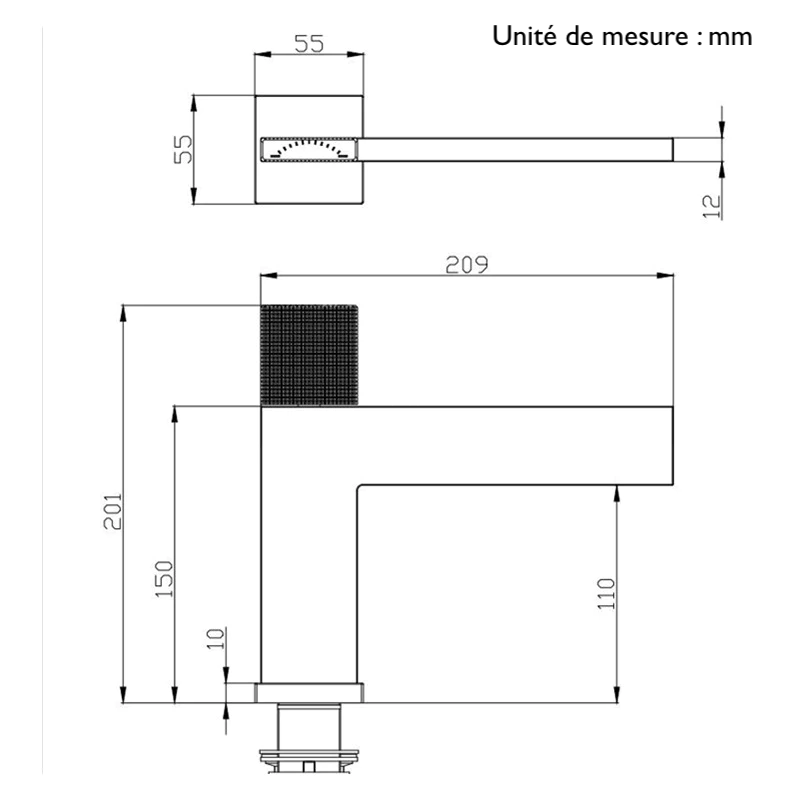 Mitigeur de salle de bain or brossé.