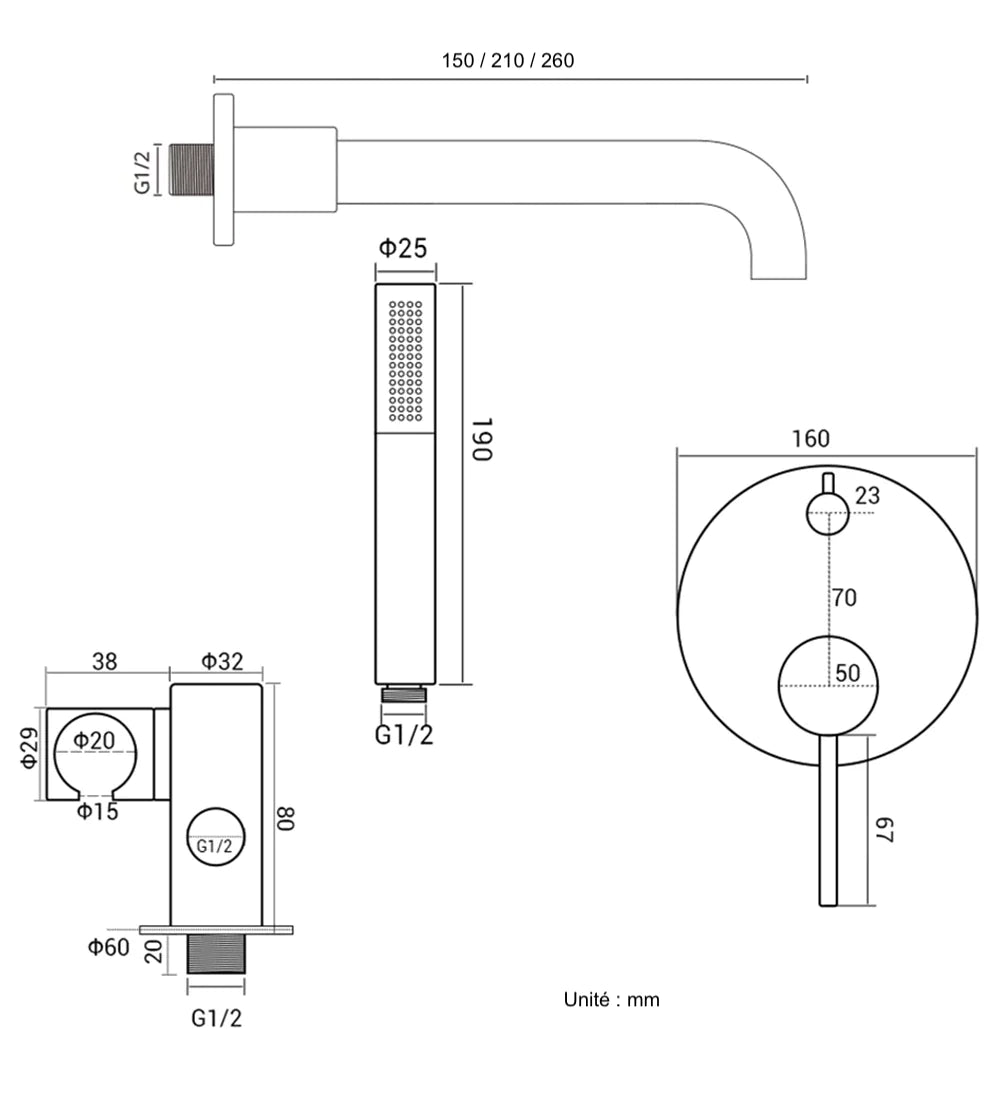 Ensemble de bain or brossé.