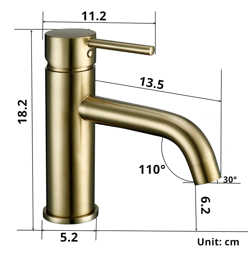 Mitigeur de salle de bain or brossé.