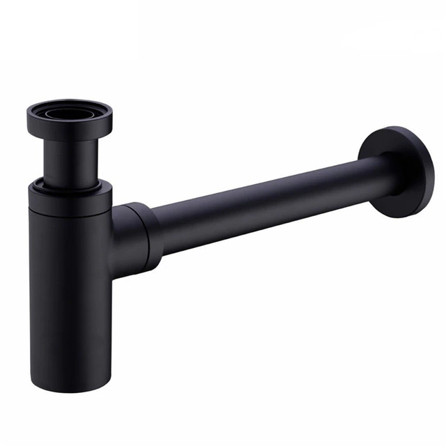 Santeg Unibath Flat siphon de baignoire avec trop-plein 70 cm noir mat